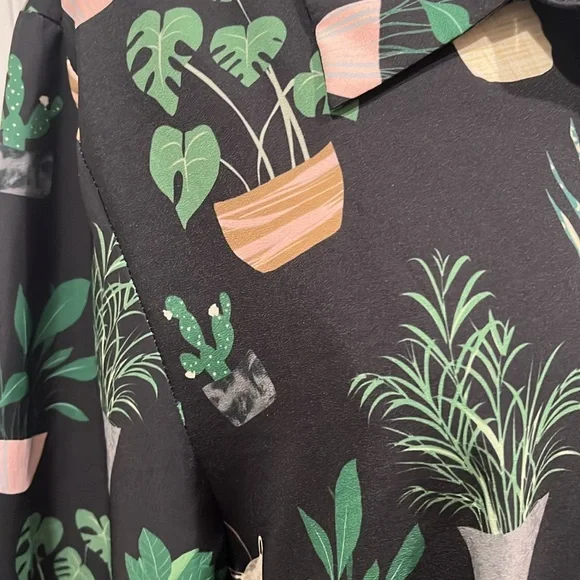 Eloquii Dress Potted Plants Fit & Flare Black Size 22 - Picture 4 of 15